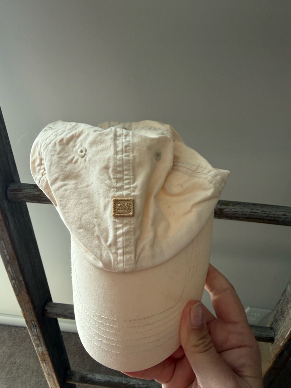 Acne Studios Cream Baseball Cap with Logo Patch